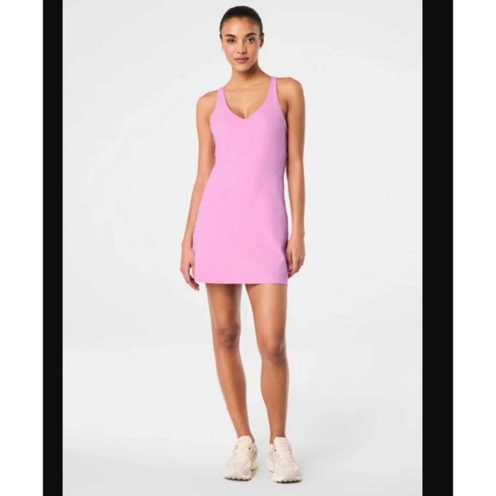 NWT SpanxShape Get Moving V Neck Dress with Booty Boost- Pink - Small